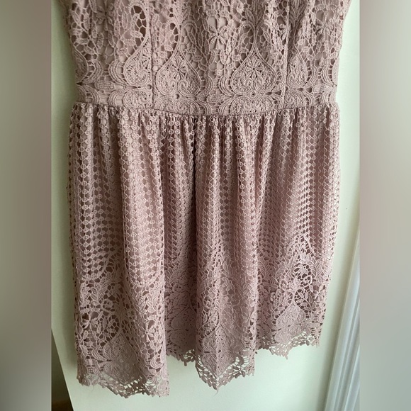 Ark & Co Lace Mini Dress Dusty Rose Pink Sleeveless Boho Size Large Fit & Flare - Picture 2 of 6